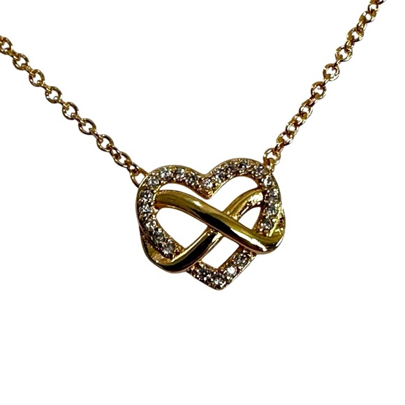 PANDORA Sparkling Infinity Heart Collier Necklace 14k gold plating - Picture 1 of 8